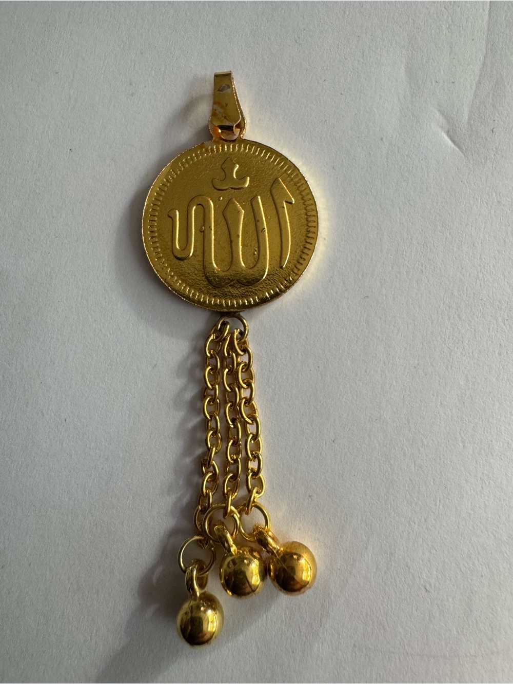 Gold Islamic Allah Pendant with Tassel Chains